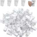 CRAFTYMELODY 46Pcs Self Adhesive Clips Acrylic Transparent Tapestry Wall Clip Rectangle Sticky Hanging Spring Photo Poster Display Small Hanging Spring for Office Home Picture Halloween Decorations