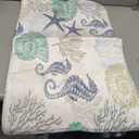 Beach Bathroom Rugs, Coral Ocean Themed Bath Mats for Bathroom, Tropical Starfish Seahorse Conch Bath Mats Rugs 17X29in