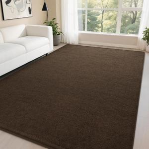 DweIke Modern Area Rugs for Living Room Bedroom, 4x6 Brown Thickened Memory-Foam Throw Carpet, Super Soft Kids Boys Girls Rug, Non-Slip and Washable Carpets for Dorm Nursery Classroom Decor