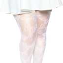 Leg Avenue Women's Dark Alternative Animal Fishnet Tights (White), 1X-2X