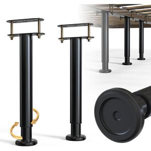 2Pcs Bed Frame Support Leg, Adjustable Height 14" to 23.6", Increase Under-Bed Storage Space, Extra Sturdy Steel Bed Risers with Wider Rubber Base, More Stable, for King/Queen Bed