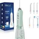 H2ofloss Water Dental Flosser Teeth Pick: Portable Cordless Oral Irrigator with 5 Modes, 300ML Rechargeable Travel Irrigation Cleaner IPX7 Waterproof Electric Flossing Machine for Teeth Cleaning Green