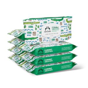 Amazon Brand - Mama Bear Flushable Toddler Toilet Wipes, Unscented, Formulated without Fragrance, Hypoallergenic, Plant-Based, Septic Safe, 336 Count, 8 Packs of 42