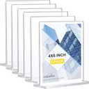 Acrylic Sign Stands 4 x 6 Inch 6 Pack - Clear Display Sign Holders, Vertical Double-Sided Acrylic Frame, Flyer Paper Holder for Store, Vendor Booth & Home & Restaurants & Office