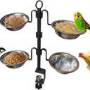 Deck Bird Feeder, 3-Tier Adjustable Railing Clamp-On Feeder with Four Stainless Steel Bowls for Balcony Patio Outdoor Use
