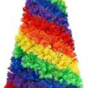 DORTALA Rainbow Christmas Tree 7FT, Full Fir Hinged Xmas Tree with 1213 Branch Tips, Metal Stand, Pride Christmas Tree for Indoor Outdoor Holiday Seasonal Decoration