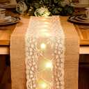 Burlap Table Runner with LED String Lights Rustic 12 x 108 Christmas Tablecloth Lighted Table Runner Farmhouse Decor for Wedding Bridal Shower Xmas Holiday