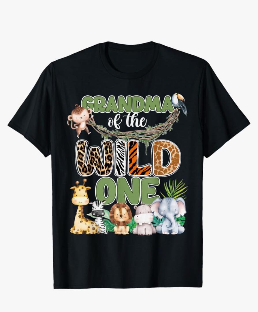 Grandma of The Wild One 1St Birthday Family Safari Jungle T-Shirt Size L