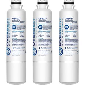 Overbest DA29-00020B Refrigerator Water Filter, Replacement for Samsung® HAF-CIN, 46-9101, RF28HMEDBSR, RF4287HARS, RF263TEAESG, RH22H9010SR, 3 Filters
