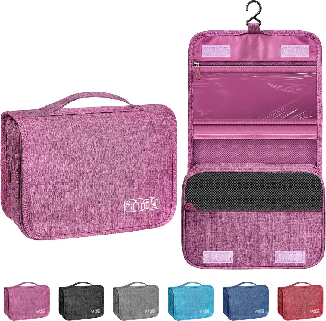 Toiletry Bag Travel Bag with Hanging Hook, Waterproof Capacity Hanging Multifunctional Makeup Bag for Toiletries, Portable Cosmetic Bag Travel Organizer for Women and Men(Purple)