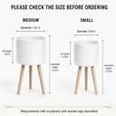 2 Pack Plant Stand Indoor Metal Planter Holder Wooden Leg Modern White