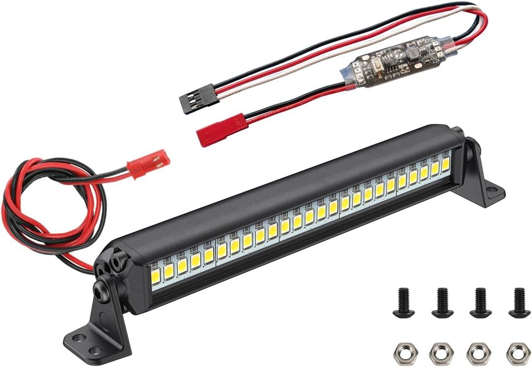 RC Light Bar 25 LED 4.5 Inch Aluminum RC Lights RC Crawler Accessories for Axial SCX10 Traxxas TRX4 TRX4M Arrma Senton Redcat GEN7 1/10 1/18 Scale Rock Crawler Truck RC Car Roof Light Kit