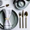 Stainless Steel Golden Napkin Rings Set of 12, Modernist Napkin Ring Holder for Wedding, Banquet, Metallic Adornment for Table Settings, Glossy Serviette Buckles Decor (Matte Gold Semicircle)