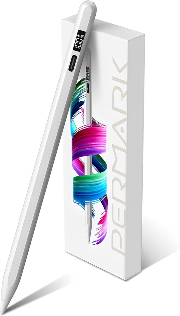 Pencil for Apple iPad 11th/10th/9th with LED Power Display, 15Mins Fast Charge, Stylus Pen for iPad 10/9/8/7/6th,11th A16,Air 11/13 M2/M3,Pro 11/13 M4,Pro 12.9",Air 5/4/3,Mini 7/6/5(White)