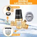 Water Pressure Regulator for RV Camper, Brass Lead-Free Adjustable Water Pressure Reducer with 0-160 PSI Gauge and Inlet Screen Filter, Garden Hose Pressure Regulator