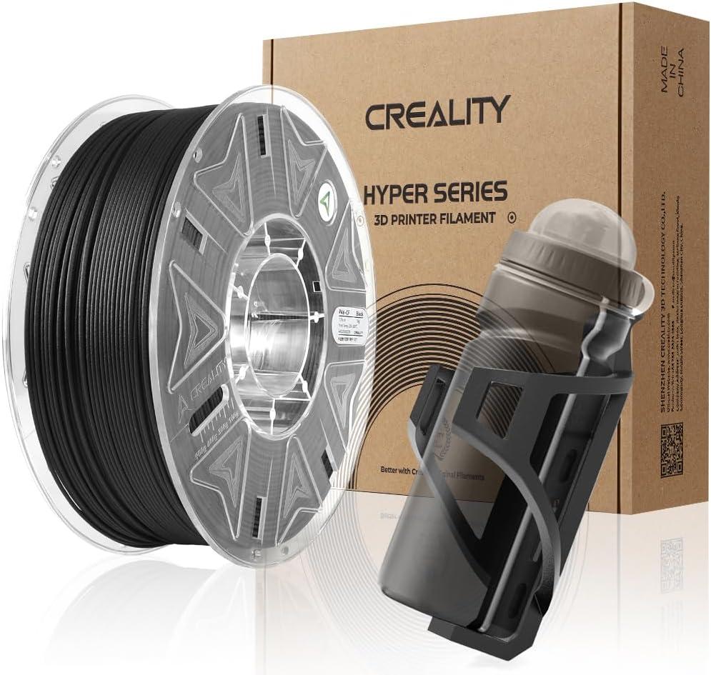 Creality Hyper PA6-CF Carbon Fiber Nylon Filament 1.75mm 1KG, 3D Printing Material Halloween Gifts with Engineering-Grade Strength, Heat Resistant, Low Warp for Functional Prototypes&Industrial Parts (Black)