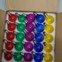 25 Pack G40 LED Christmas Replacement Light Bulbs, Shatterproof 0.6W Multicolor LED Globe Bulbs, Christmas String Lights for Outdoor Indoor Decor, E12 / C7 Screw Base Sockets- Clear Multicolor