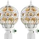 2 Pack Dusk to Dawn Outdoor Globe Post Light Fixtures, 13.4" White Anti-Rust Aluminum Lamp Post Lighting for Patio, Garden, Driveway, Hardwired Post Top Lantern Pillar Light, Fits Standard 3" Post