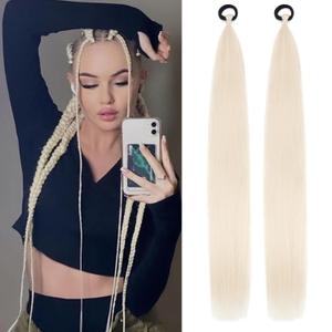 Braid Ponytail Extension 26Inch Blonde Ponytail Extension 2Pack Long Ponytail Extensions Elastic Tie Straight Sleek Wrap Around(Blonde, 26inch)
