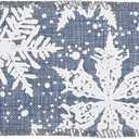 MEEDEE White Snowflake Denim Ribbon 2.5 Inch Christmas Wired Ribbons 10 Yards Rustic Snowflake Ribbons Denim Gift Wrap Ribbon for Christmas Tree Decoration, Topper Bow
