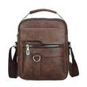 Small Crossbody Bag, Mens Shoulder Bag, Vintage leather Bag Office Business for Men, Handbag Purse Zipper (Brown-3)