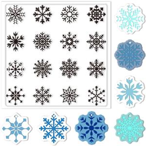 CHGCRAFT Polymer Clay Texture Sheets Winter Snowflakes Silicone Texture Stamp Christmas Clay Texture Mat Modeling Pattern Pad Texture Sheets for Polymer Clay Making Earrings Jewelry 5.5x5.5inch