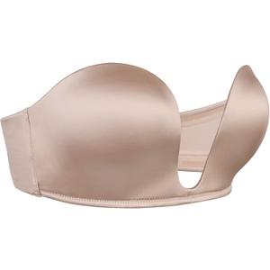 NO Slip Strapless Bra Push Up Demi Seamless Underwire(Beige,34C)