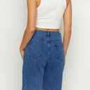 PLNOTME Womens Crossover Denim Shorts Summer Asymmetrical High Waisted Straight Leg Jean Shorts (Blue, M)