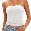 Darong Womens Padded Tube Tops Bulit in Bra Strapless Crop Tops Bandeau Double Lined Basic Going Out Tank Top (Medium, White)