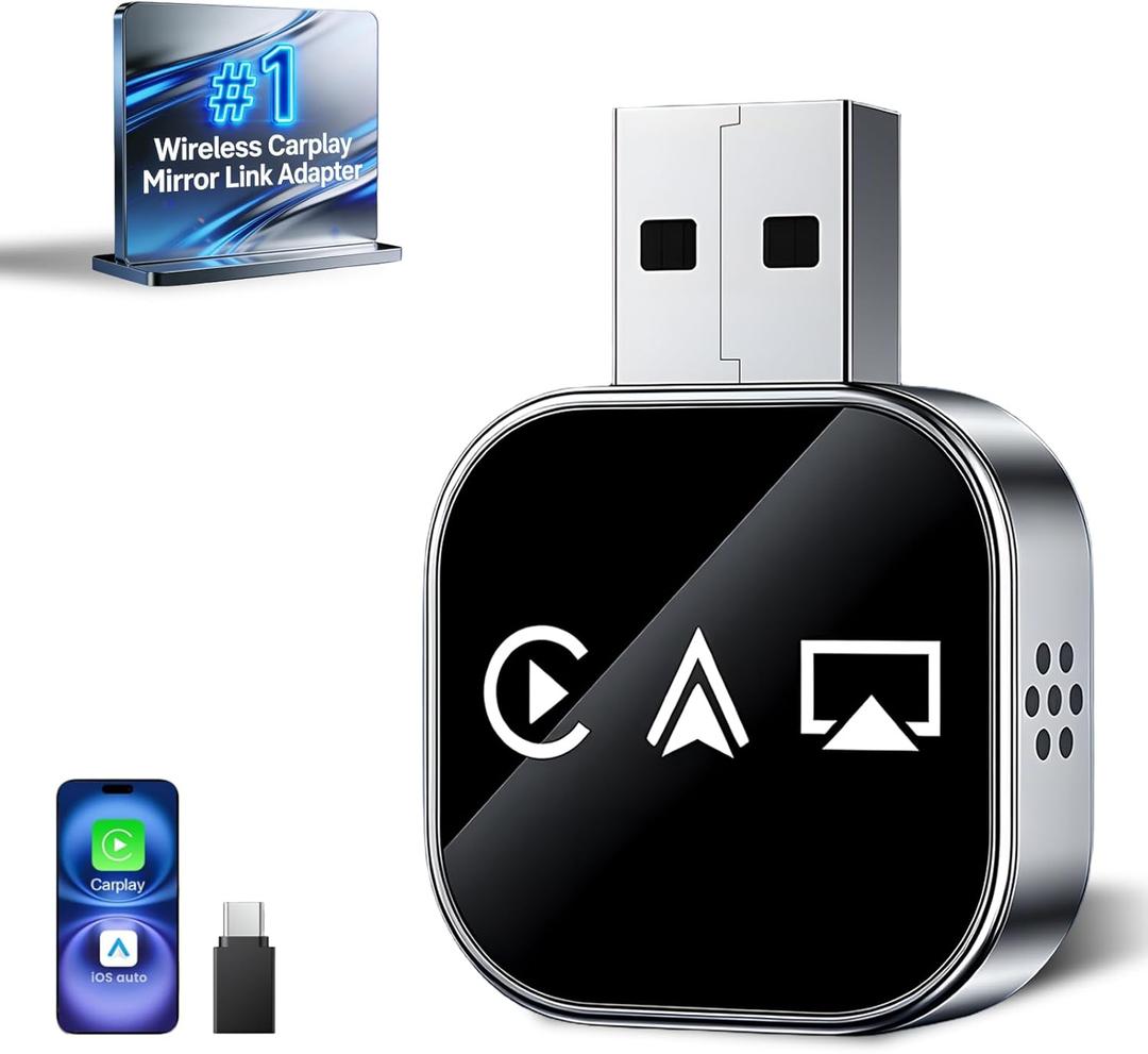 Wireless Carplay Adapter Screen Mirroring Adapter for Car Mirror Phone to Car Screen 2026 Auto Linker Pro 3 in 1 Bluetooth USB Apple Carplay and Android Auto Watch Tv Airplay Smart Box