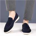 Suede Loafers for Men Slip-On Casual Dress Shoes Lightweight Walking Moccasins with Comfort Sole for Office Work Daily Travel Shoes (Blue,10)