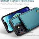 Vinich for iPhone 12/12 Pro Wallet Case with Card Holder, RFID Blocking Credit Slots Kickstand Shockproof Phone Cover Fit for iPhone 12/12 Pro 6.1" Bluish Green