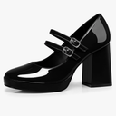 Women Mary Jane Shoes: Comfortable Closed Toe Chunky Heels, Dress Shoes Prom Graduation Formal Platform Pumps Black/Red Size 7,5
