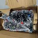 EIMMBD 5pcs Mini Christmas Trees Decorations Artificial Christmas Trees Tabletop Bottle Brush Trees Small Trees with Snow and Colorful Beads for Indoor Outdoor Home Village Winter Holiday Decor