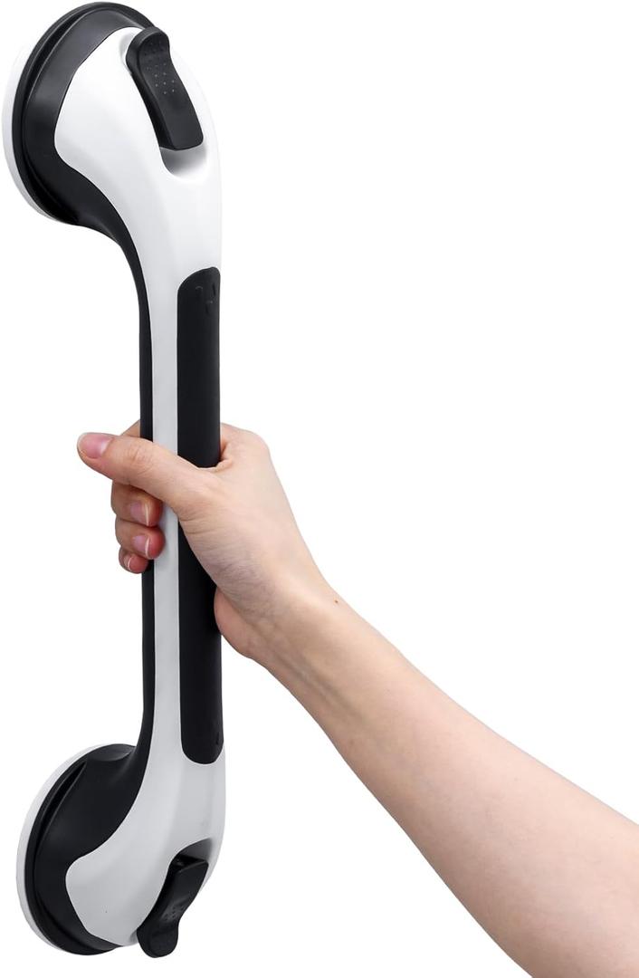 TAILI Shower Grab Bar, 16.8 Inch Shower Handles for Bathtubs and Wall for Elderly, Suction Grab Bars for Seniors Bathroom Safety Handle for Elderly, No Drilling Removable,Black