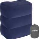 Inflatable Travel Foot Rest Pillow, Adjustable Height Leg Rest Pillow for Cars, Home, Office, Trains, Airplane, Make a Flat Bed for Baby, Kids, Toddlers, Blue, 1 Pack