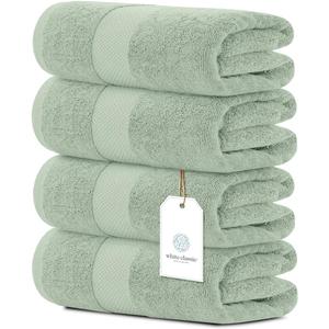 White Classic Luxury Bath Towels Set of 4 Large - 700 GSM Cotton Ultra Soft Bath Towels 27x54 | Highly Absorbent and Quick Dry | Hotel Towels for Bathroom Luxury, Plush Sage Green Bath Towels (11: Mint Green)
