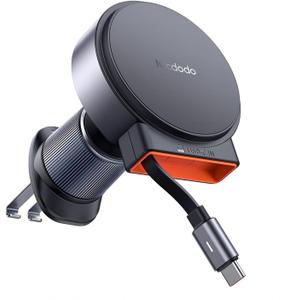 mcdodo 15W MagSafe Car Mount Charger [Built-in Type-C Retractable Cable] Magnetic Wireless Car Charger for Air Vent, Fits iPhone 16 15 Pro ProMax Plus, Galaxy and More