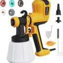 Paint Sprayer, HVLP Spray Gun with Cleaning & Blowing Joint, 4 Copper Nozzles & 3 Patterns, Paint Sprayers for House Painting, Furniture, Walls, Cabinets, Fence, Door etc.Yellow