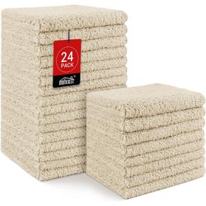 HOMEXCEL Microfiber Washcloths 24 Pack, Highly Absorbent and Soft Face Towel, Multi-Purpose Wash Cloths for Bathroom, Hotel, Spa, Gym, and Kitchen, 12x12 Inch, Brown
