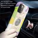 Omio Compatible with iPhone 12 Pro Max Case with Ring Stand, Heavy Duty Case for Women Men Military Grade Shockproof Phone Case with Magnetic Car Mount for iPhone 12 Pro Max 6.7 Inch, Rainbow Beige