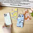 Sayoaho Compatible with iPhone 14 Pro Phone Case, Cute Art Wavy Painted for Women Girls, Soft TPU Edge PC Back Protective Shockproof Phone Case-Yellow (iPhone 14 Pro)