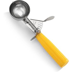 New Star Foodservice 537713 Commercial-Grade Thumb Press Food Disher/Ice Cream Scoop, 18/8 Stainless Steel, 2 oz, Size 20, Orange (20 - 2 oz)