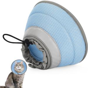 Cat Cone Collar Soft, Cat Recovery Collar Stop Licking After Surgery, Kitten Elizabethan Collar, Adjustable, Lightweight, Comfortable - Blue, M