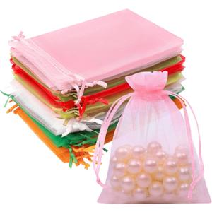 50 Pcs Organza Bags Mix Color 3x4 Inch, Small Gift Bags Goodie Bag for Jewelry Candy, Small Mesh Bags Drawstring for Wedding Party Favor Halloween Christmas