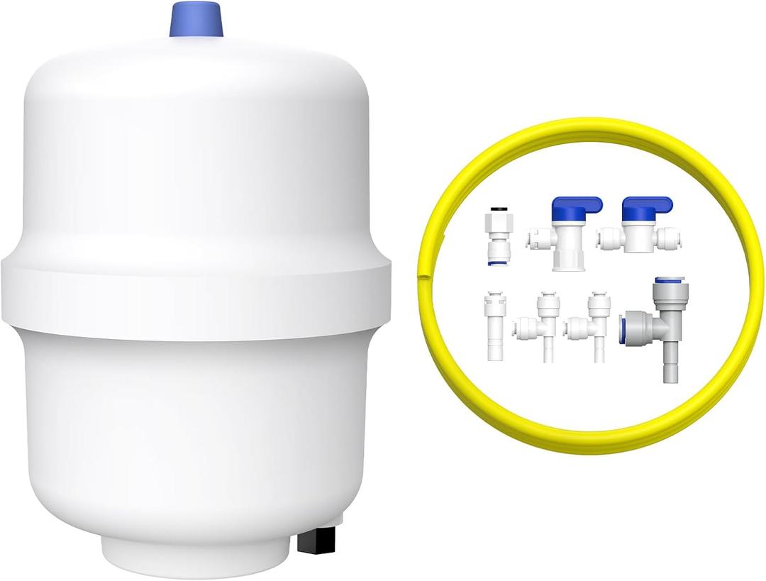 SimPure Small Water Pressure Tank for Tankless Reverse Osmosis System, RO Water Storage Tank with Fittings for Refrigerator, Ice Maker, Suitable for 1/4" and 3/8" Water Pipes