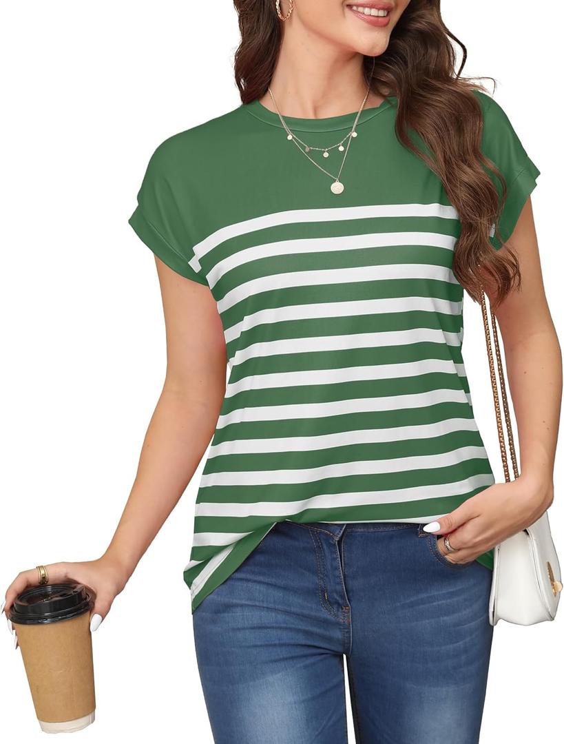 Women's Shirts Boho Plus Size Summer Tops Dresses Casual Blouses Cap Sleeve Women's Tank Tops (X-Large, Green)