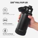 CIVAGO 32 oz Insulated Stainless Steel Water Bottle with Detachable Straw, Large Metal Water Jug with Bucket Handle, Leakproof Sports Water Flask with Silicone Boot for Travel, Dishwasher Safe, Black