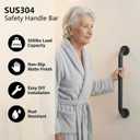 12" Stair Handrail, Wall-Mounted Safety Grab Bar for Indoor & Outdoor Steps, Rustic Pipe Design, Black ((2 Sets))
