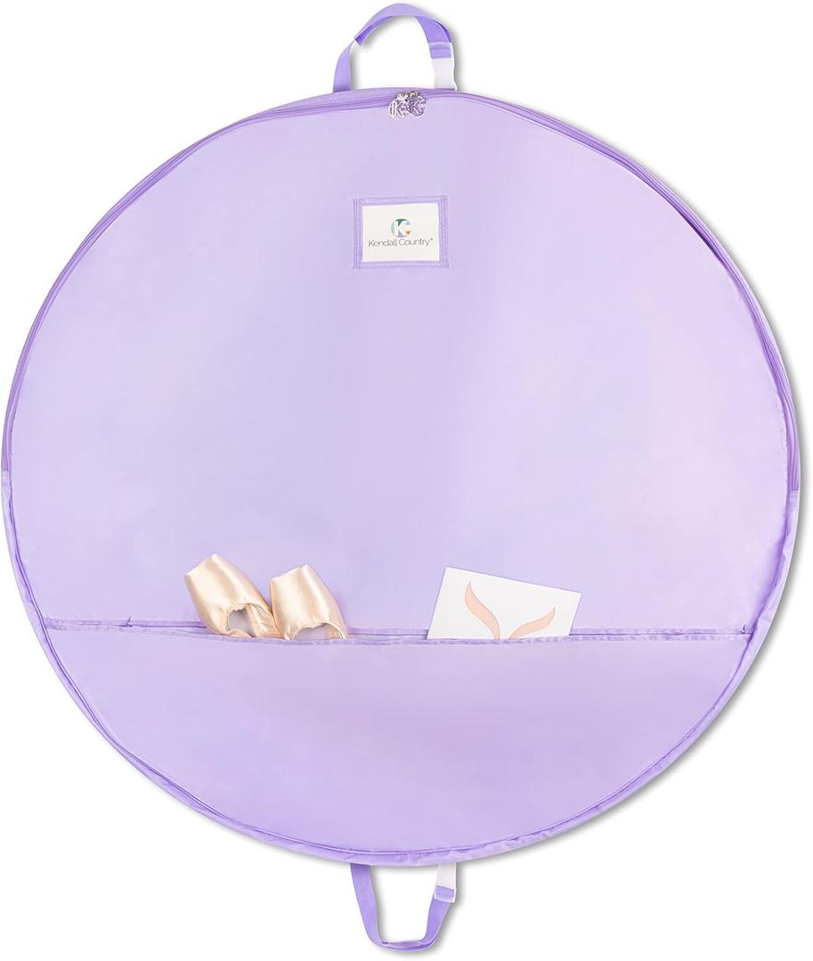 Professional Dance Pancake Tutu Bag - 3-inch Gusset, 2 deep pockets for Tutu Skirts, Travel Storage Costumes, Ballerinas, and Competitive Dancers (Lavender, 40-inch)